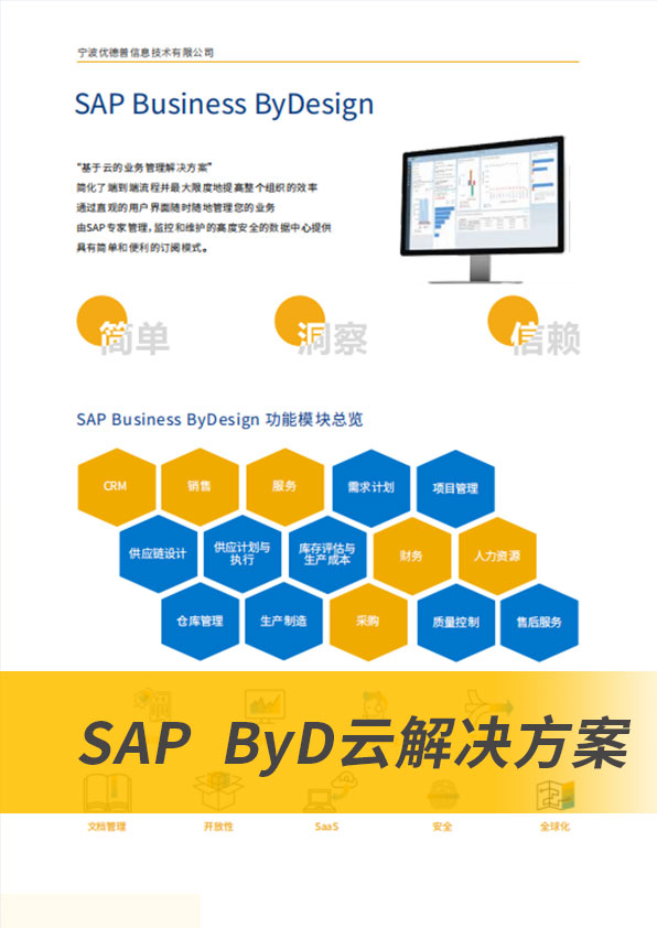 SAP Business ByDesign,SAP BYD,云ERP,SAP云平台,云服务平台,云平台解决方案,中小型ERP系统